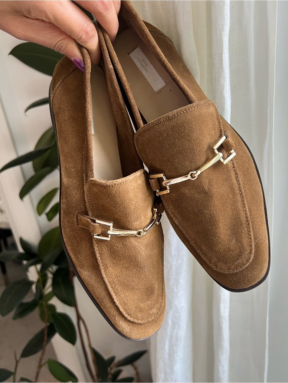 Suede Bit Loafers in Brown Tan